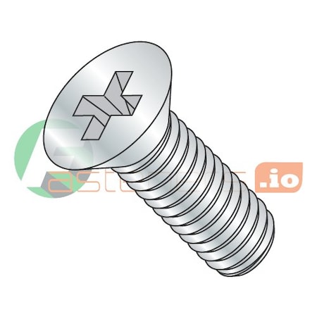 #4-40 X 5/8 In Phillips Flat Machine Screw, Zinc Plated Steel, 10000 PK